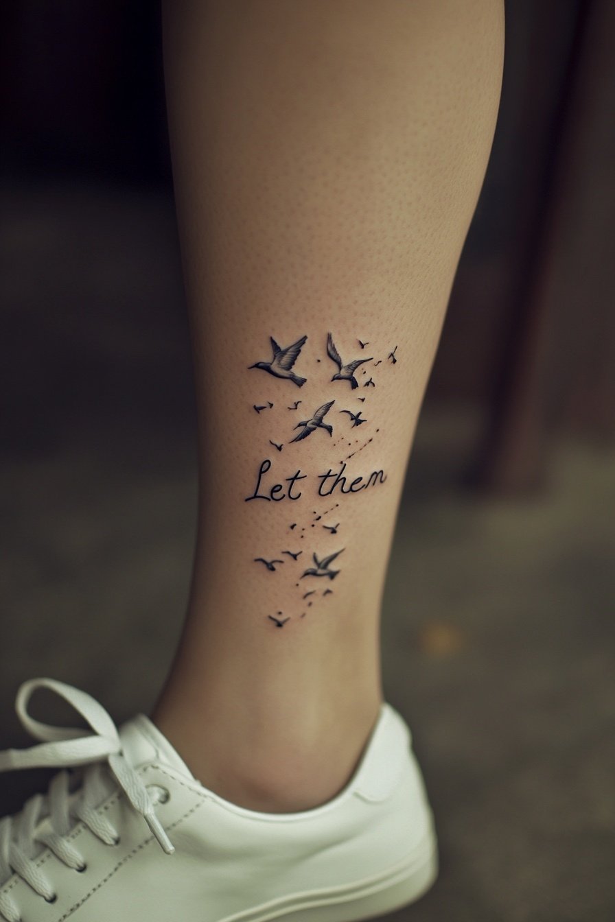 A photo of the text Let them written on a womans l