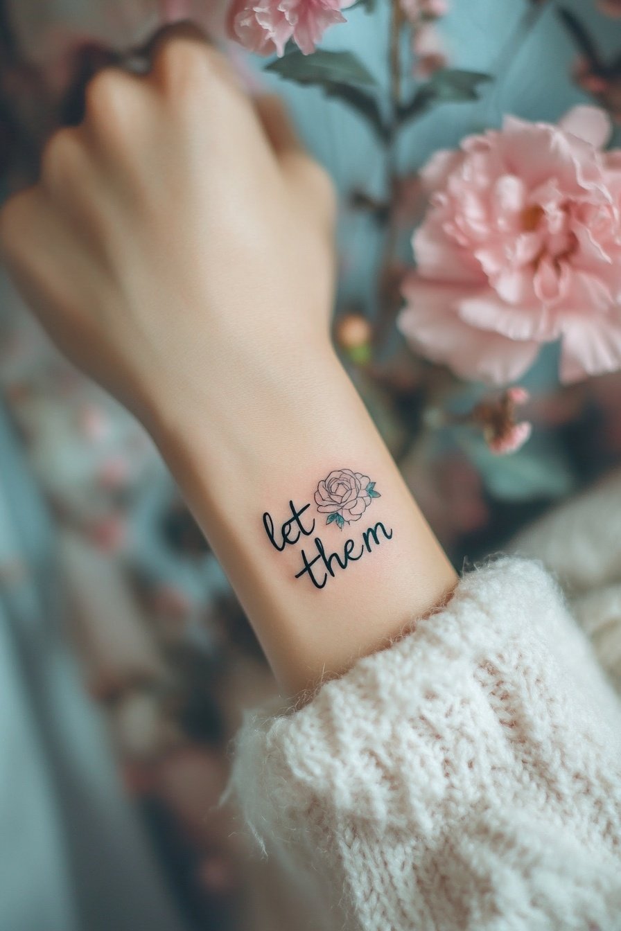 A photograph of the text let them written on someo