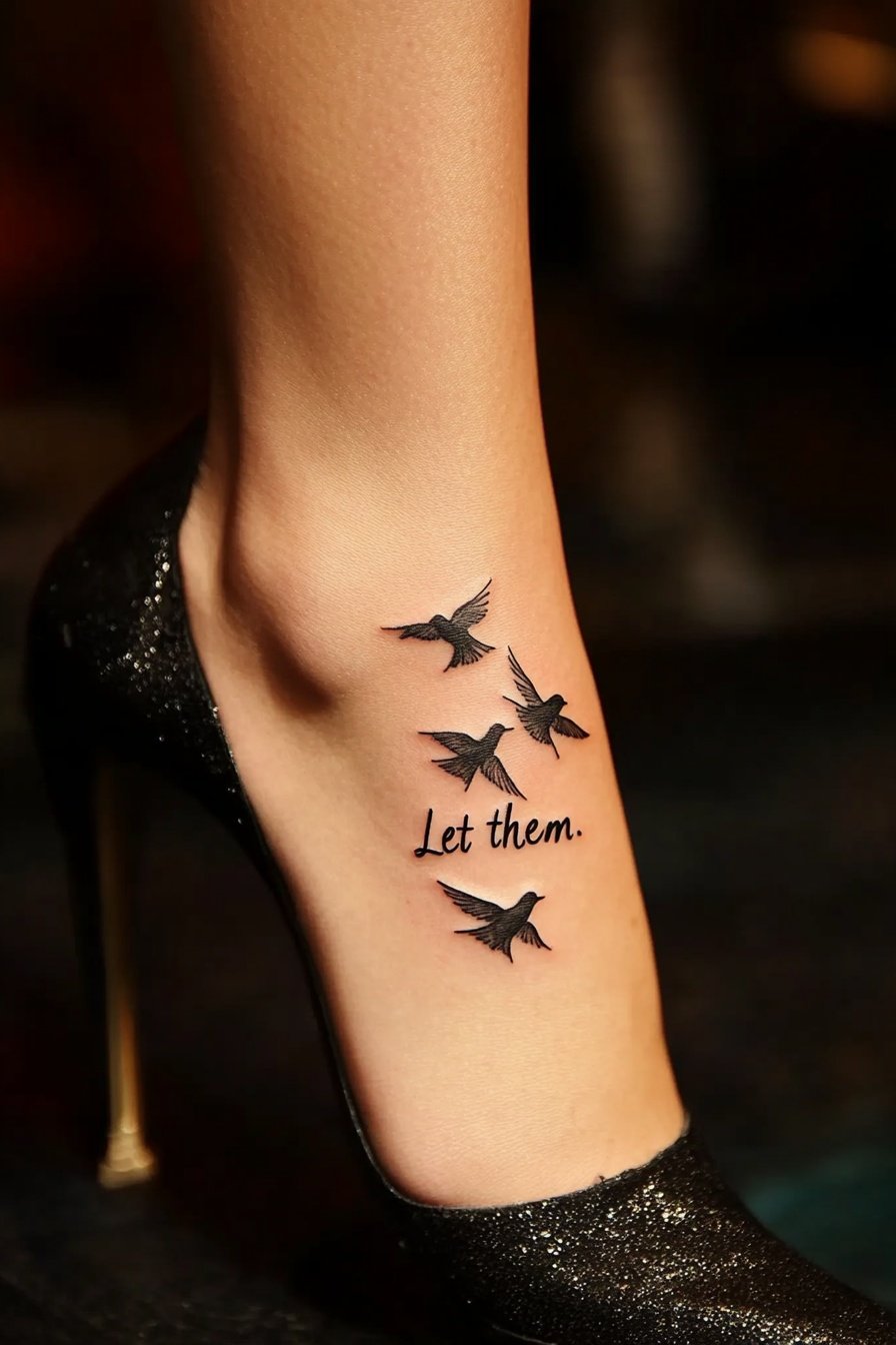 A small tattoo on the ankle of an attractive woman