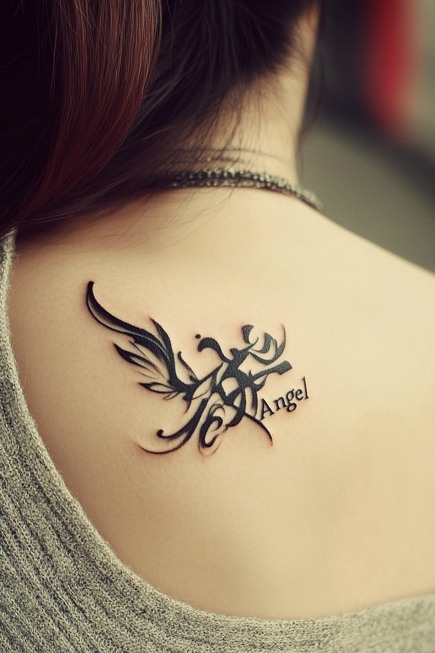 Minimalist tattoo of the Chinese character Angel mi 8