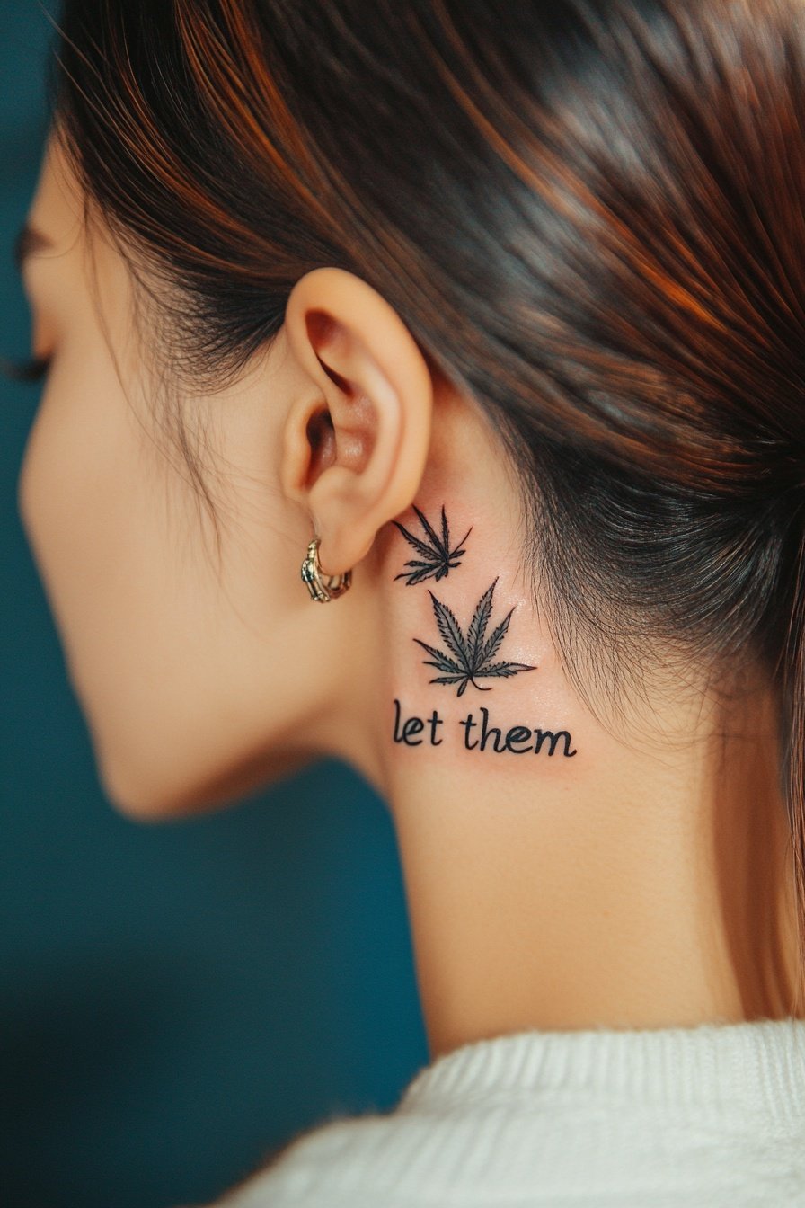 Tattoo on the ear of a young woman a small tattoo